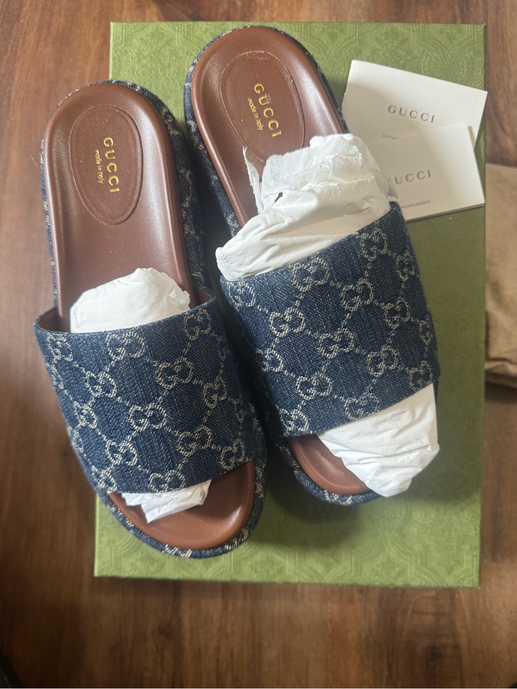 Gucci Gg Denim Platform Slides 39.5